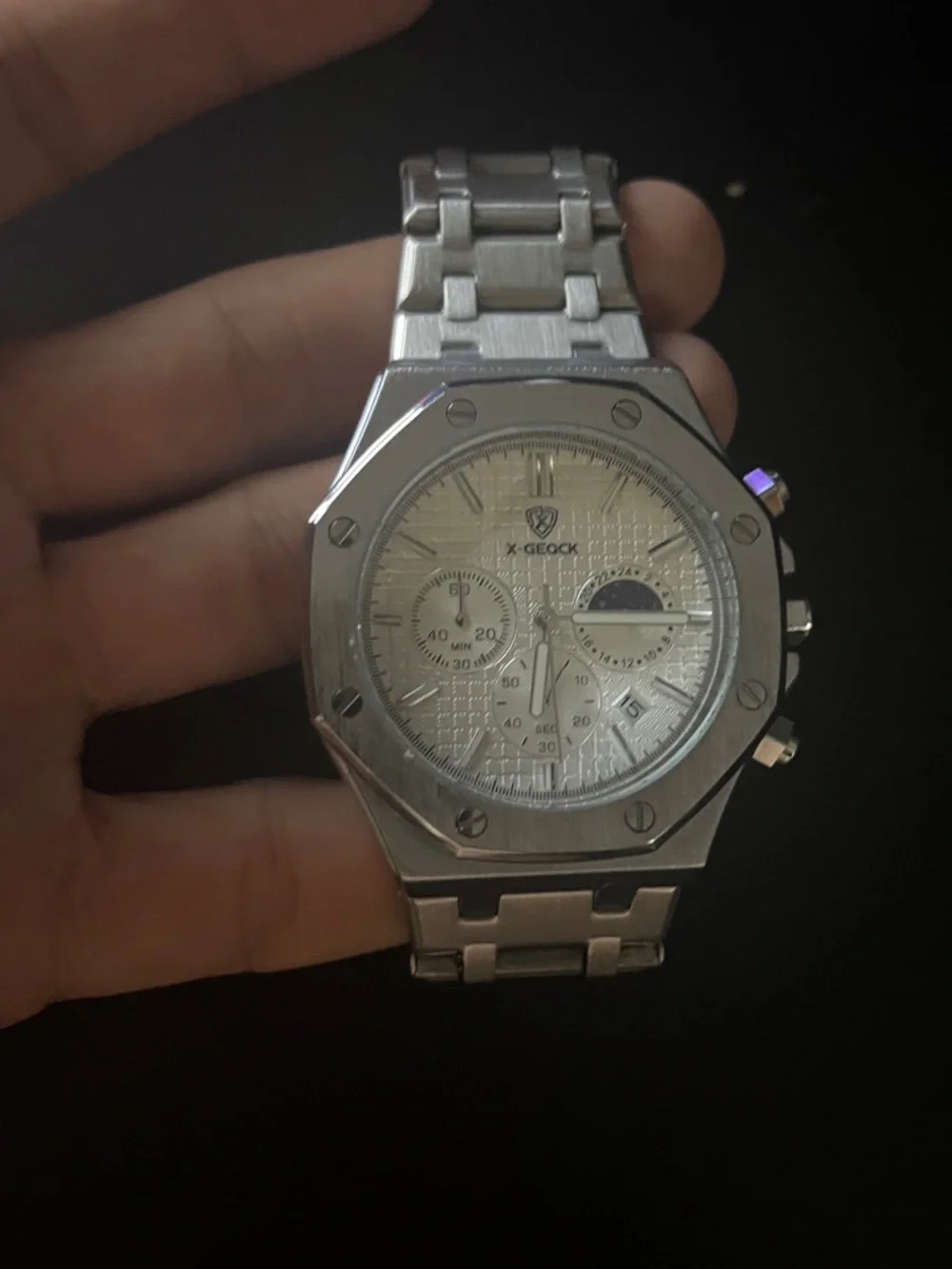 Men's Stainless Steel Chronograph Watch - Silver